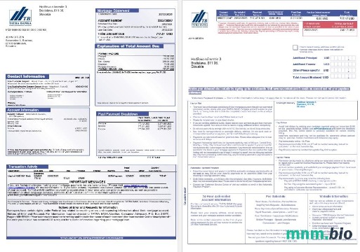 Słowacja Tatra Bank wyciąg z kredytu hipotecznego w formatach Word i PDF 1-2